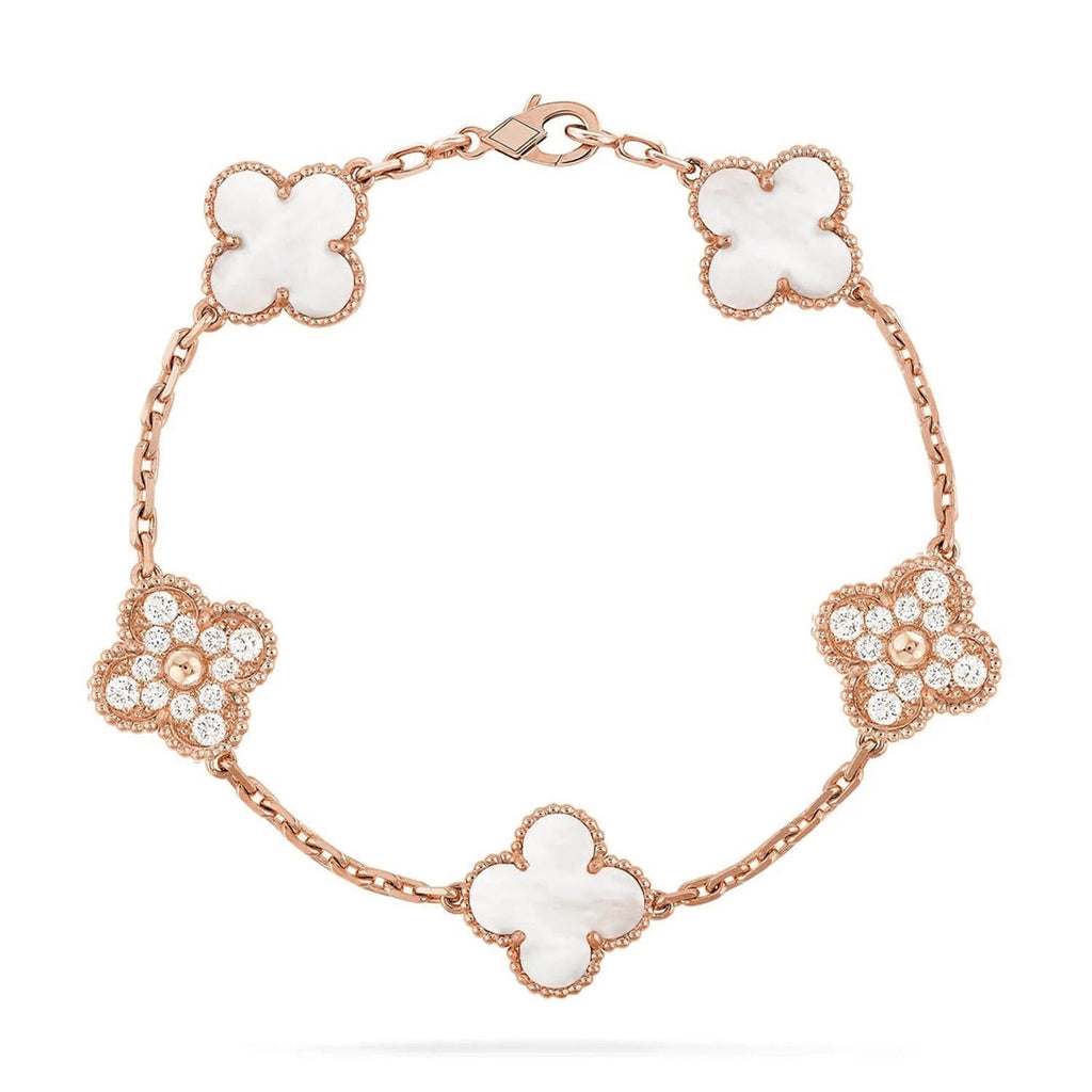 CLOVER WHITE PEARL MOP 5 MOTIF BRACELET COLLECTION