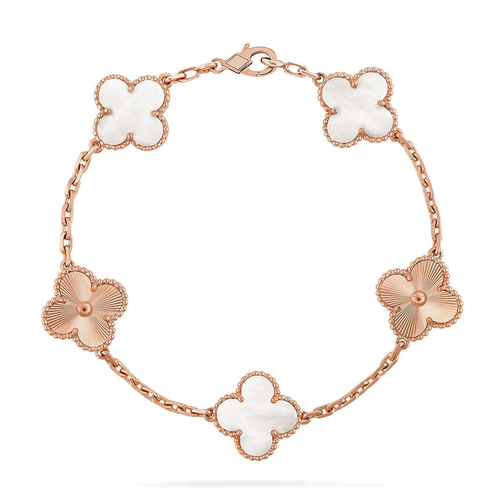 CLOVER WHITE PEARL MOP 5 MOTIF BRACELET COLLECTION