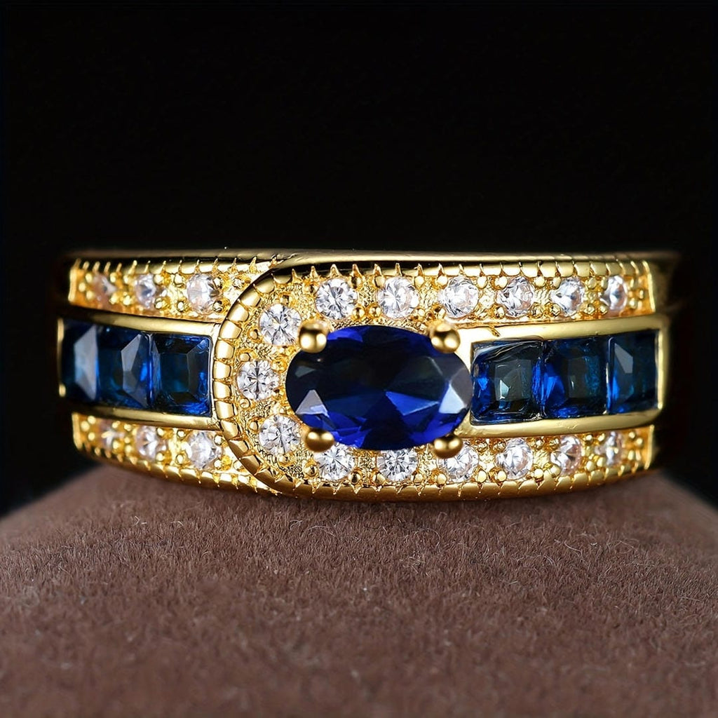 Royal Golden Signet Sapphire Ring