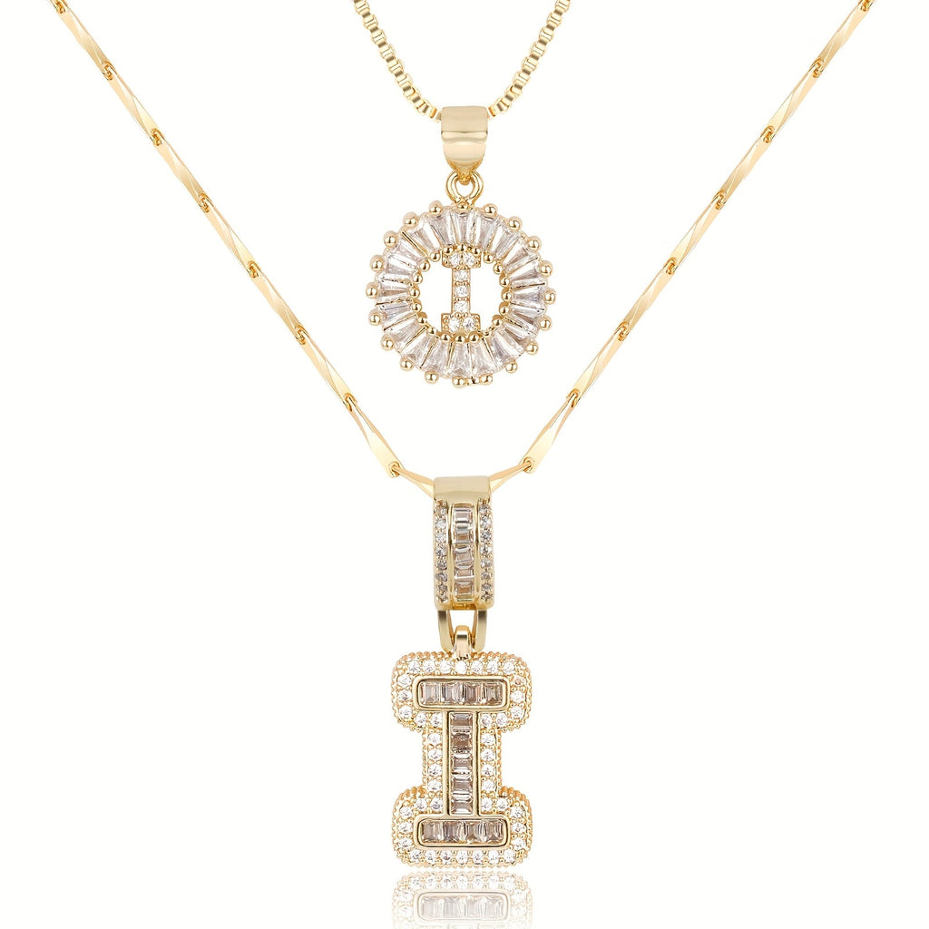 2pc 14k Diamond Letter Initial Necklaces