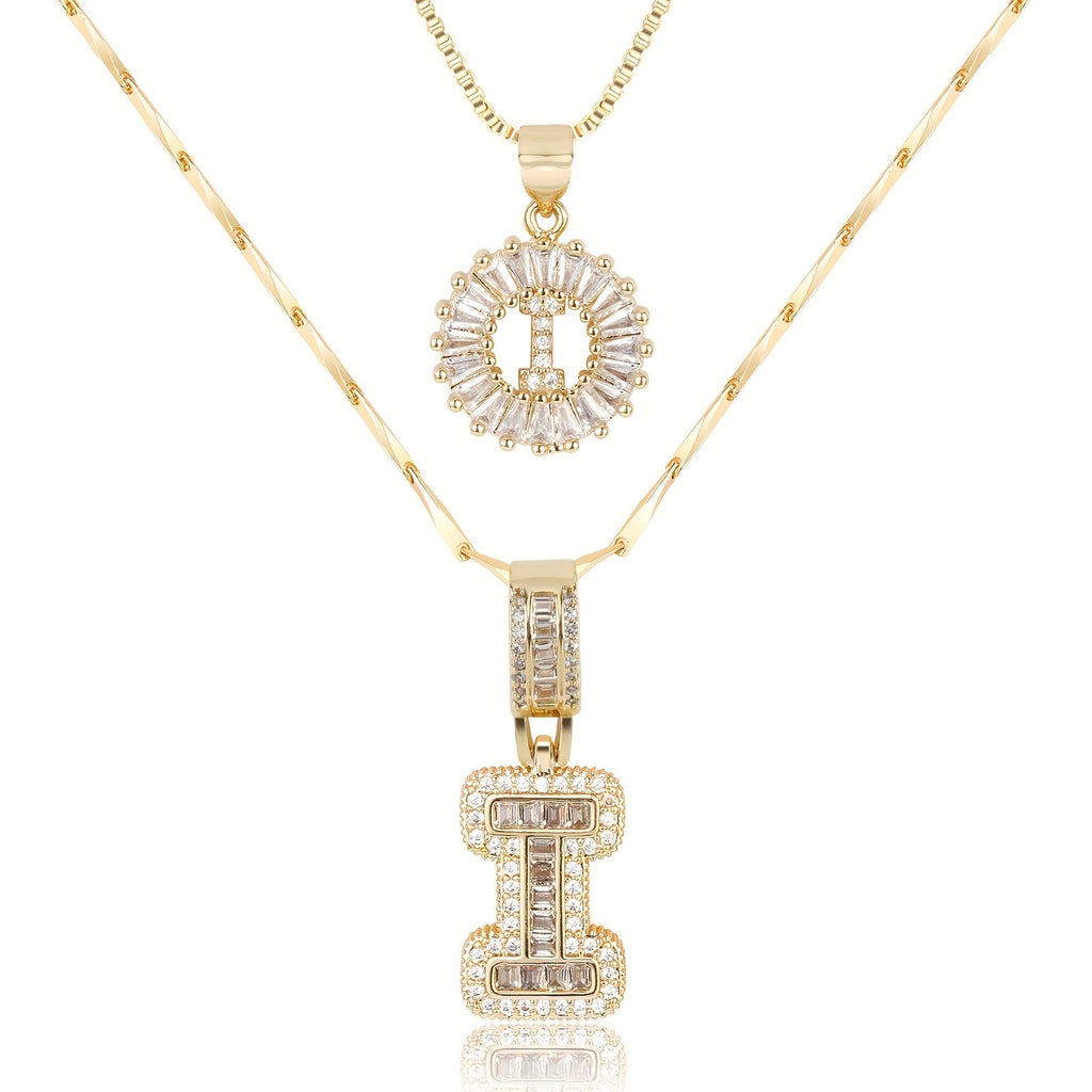 2pc 14k Diamond Letter Initial Necklaces