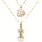 2pc 14k Diamond Letter Initial Necklaces
