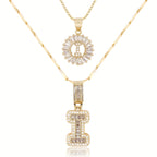 2pc 14k Diamond Letter Initial Necklaces