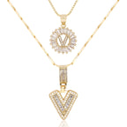 2pc 14k Diamond Letter Initial Necklaces