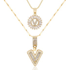 2pc 14k Diamond Letter Initial Necklaces