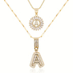 2pc 14k Diamond Letter Initial Necklaces
