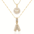 2pc 14k Diamond Letter Initial Necklaces