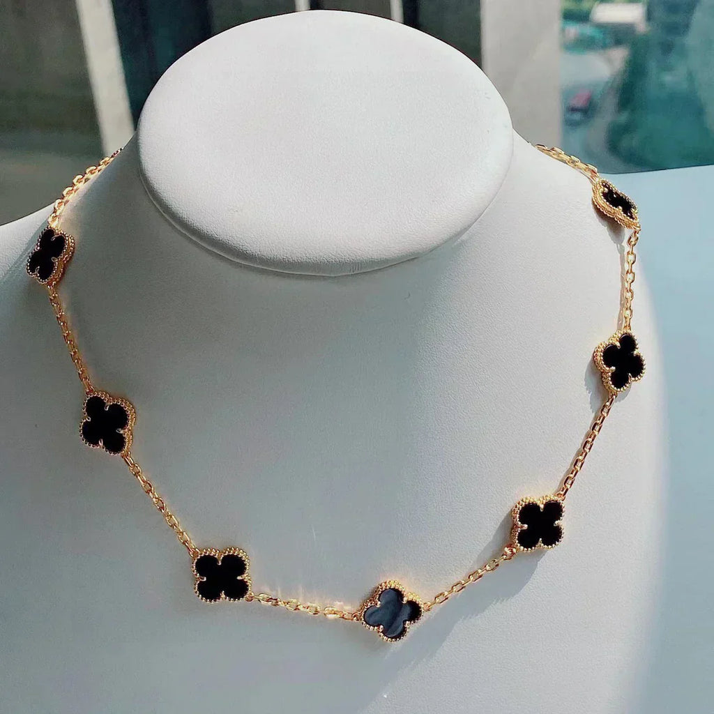 CLOVER | 10-Motive Black Necklace – Sleek, Modern Statement Jewelry