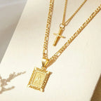 2pc 14k Initial & Cross Necklace Set