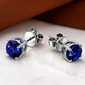 Minimalist Princess Cut Sapphire Stud Earrings