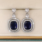 Oval Sapphire Paved Zirconia Earrings