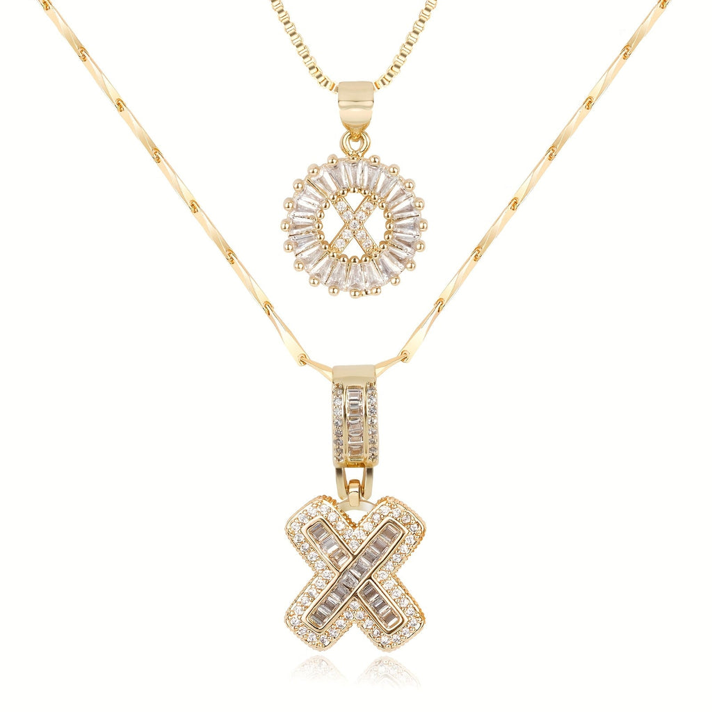 2pc 14k Diamond Letter Initial Necklaces