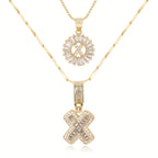 2pc 14k Diamond Letter Initial Necklaces