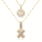 2pc 14k Diamond Letter Initial Necklaces