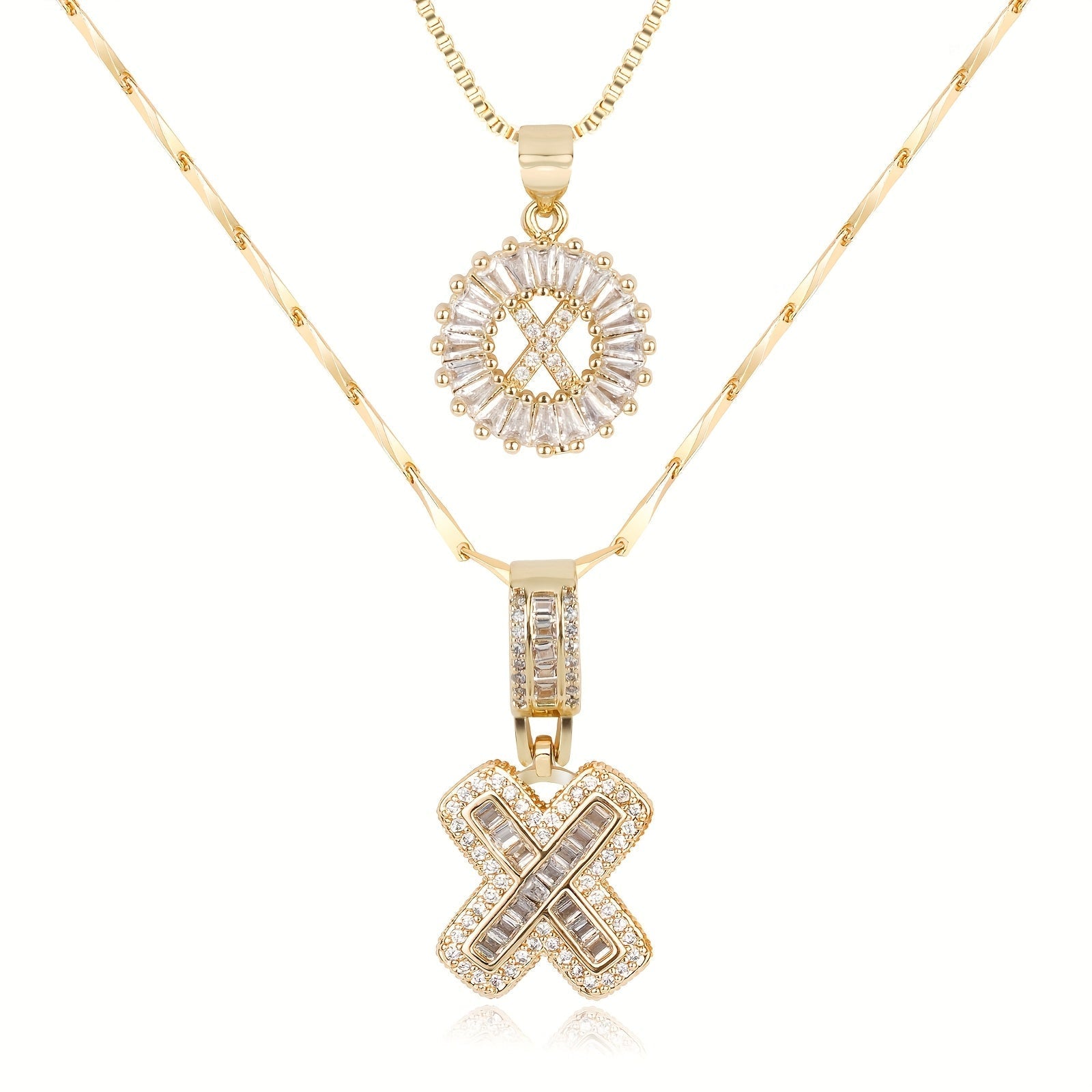 2pc 14k Diamond Letter Initial Necklaces