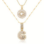 2pc 14k Diamond Letter Initial Necklaces