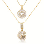 2pc 14k Diamond Letter Initial Necklaces
