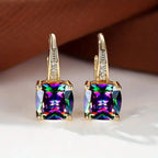 Mystic Sapphire Stone Hoop Earrings