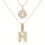 2pc 14k Diamond Letter Initial Necklaces