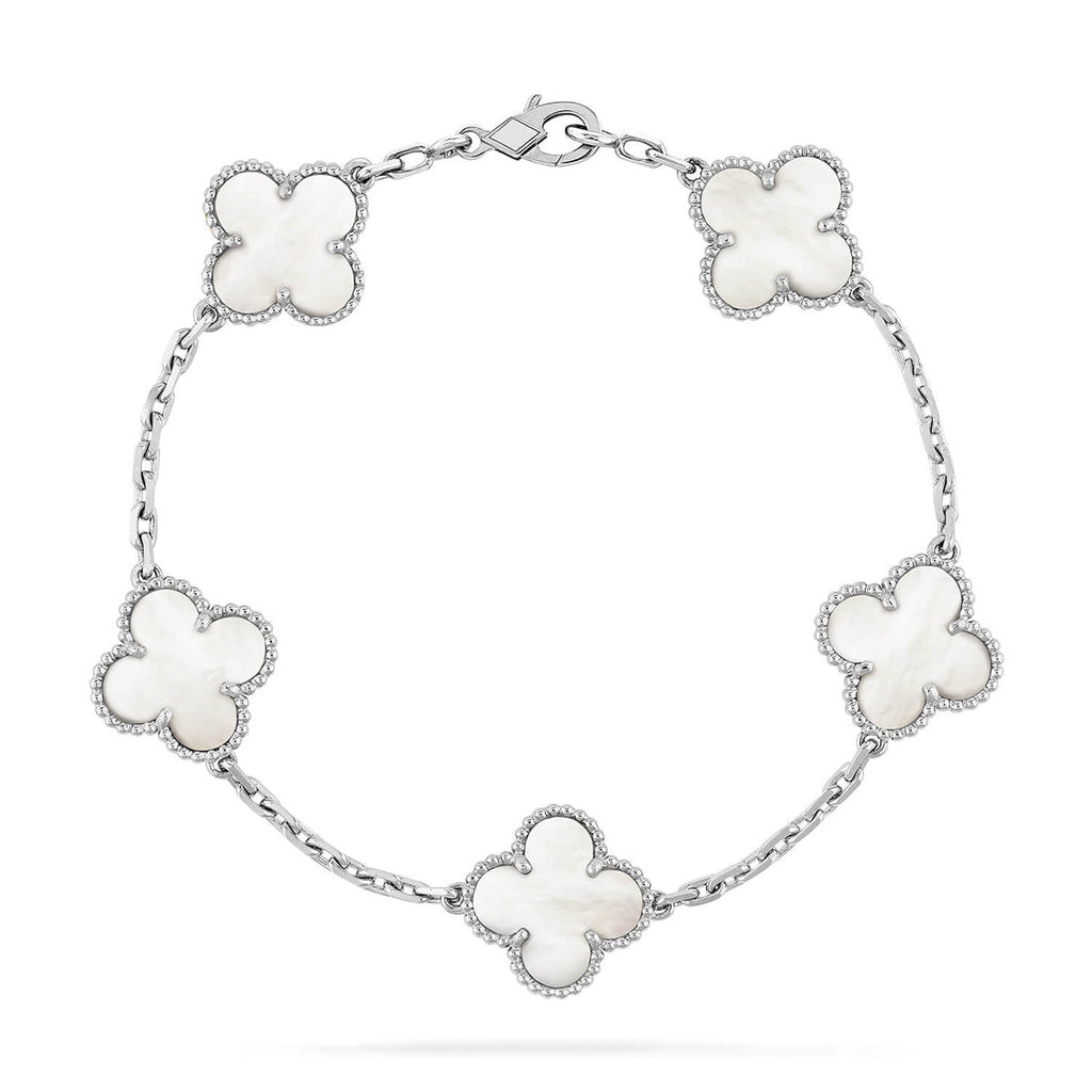 CLOVER WHITE PEARL MOP 5 MOTIF BRACELET COLLECTION