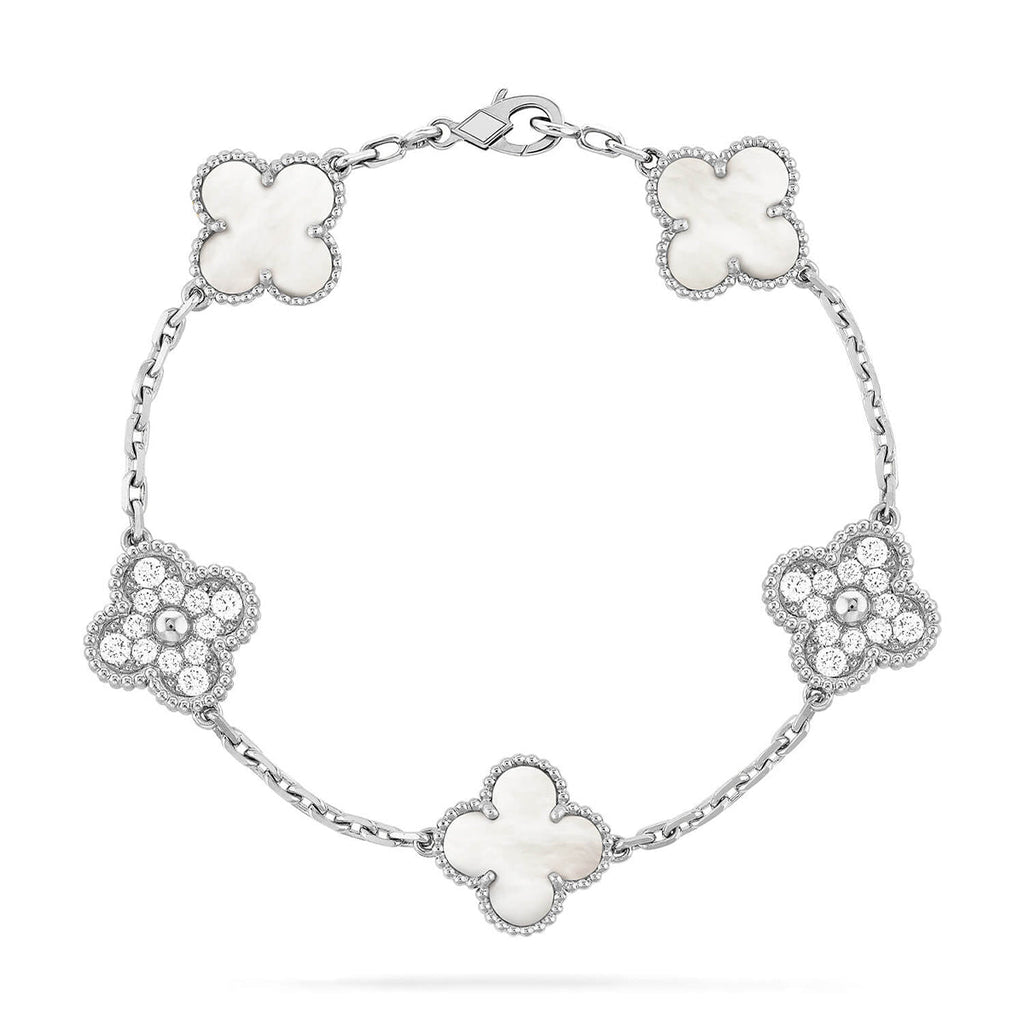 CLOVER WHITE PEARL MOP 5 MOTIF BRACELET COLLECTION