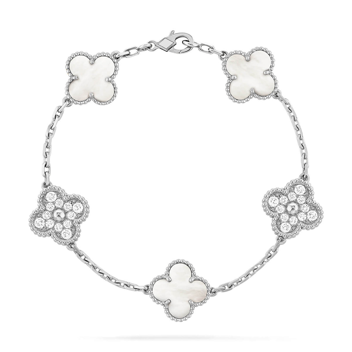 CLOVER WHITE PEARL MOP 5 MOTIF BRACELET COLLECTION