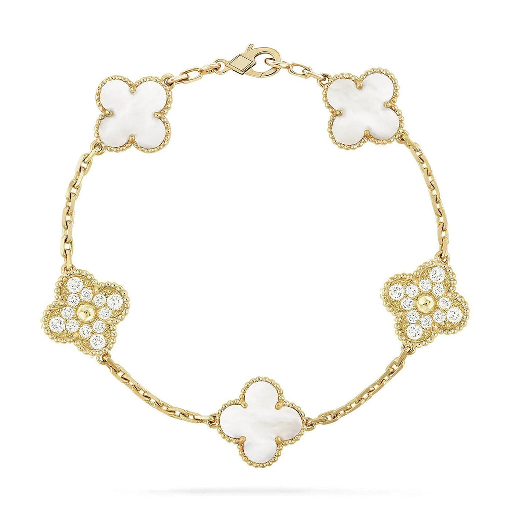 CLOVER WHITE PEARL MOP 5 MOTIF BRACELET COLLECTION