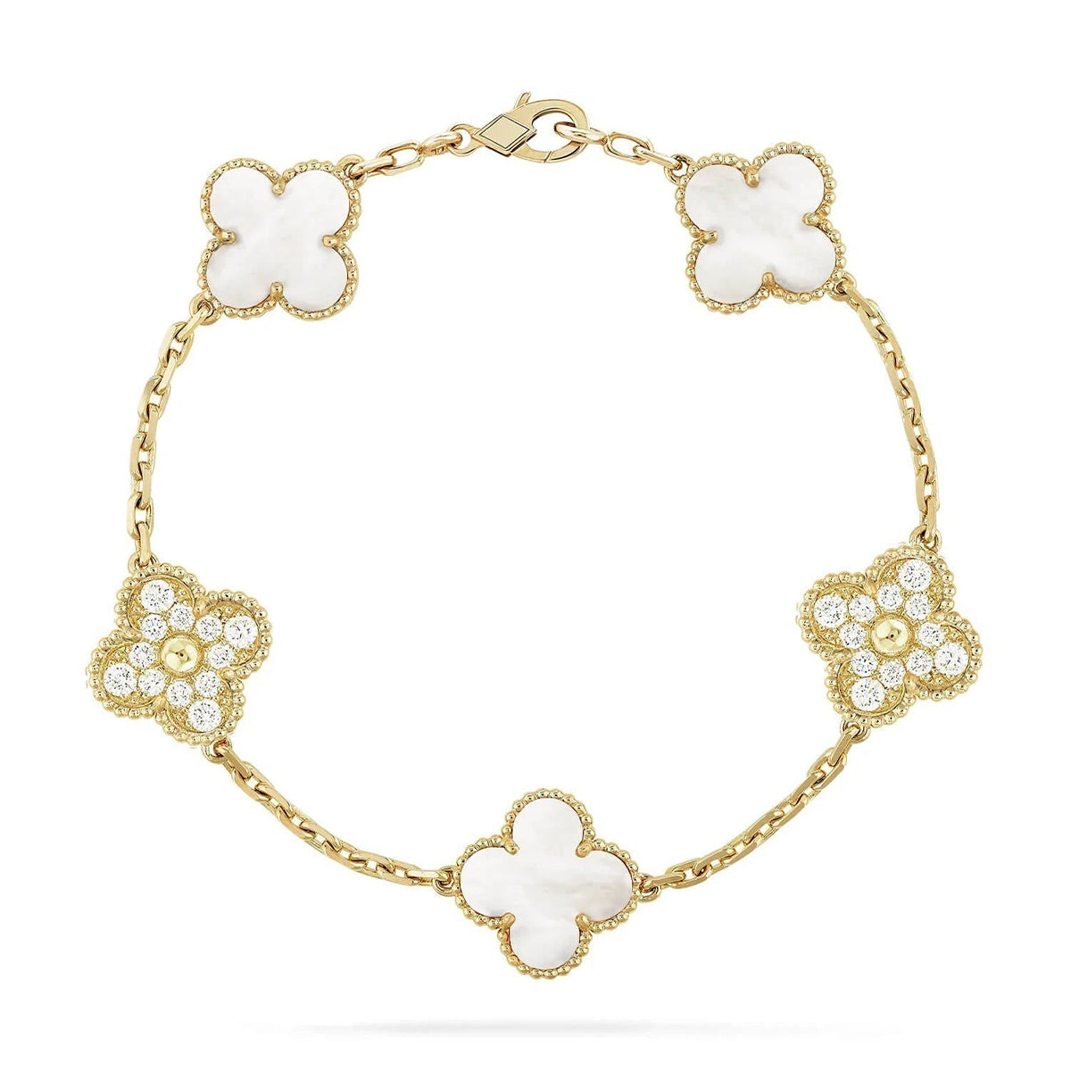 CLOVER WHITE PEARL MOP 5 MOTIF BRACELET COLLECTION
