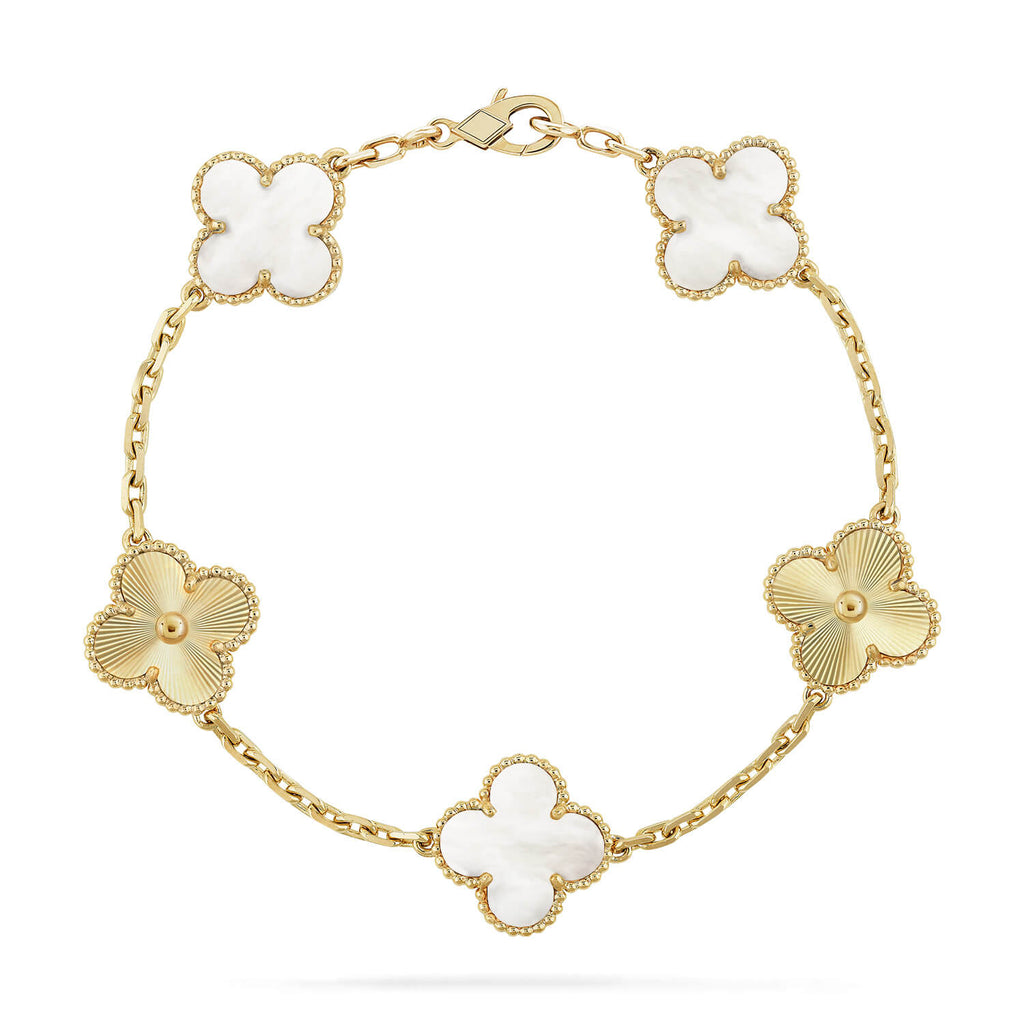 CLOVER WHITE PEARL MOP 5 MOTIF BRACELET COLLECTION