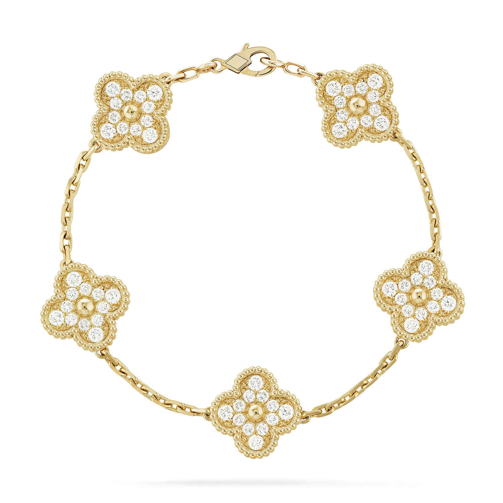 CLOVER 5 MOTIF FULL DIAMOND BRACELET COLLECTION