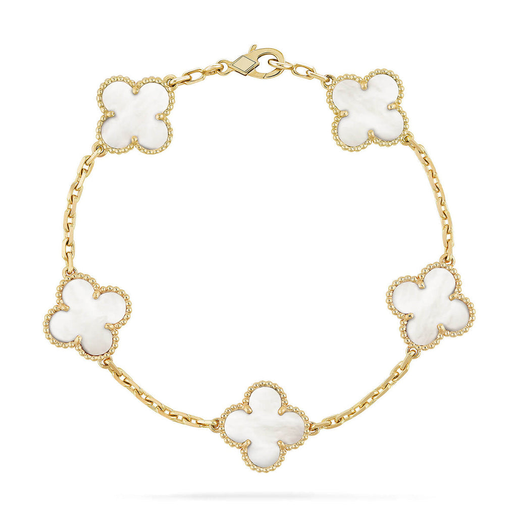 CLOVER WHITE PEARL MOP 5 MOTIF BRACELET COLLECTION