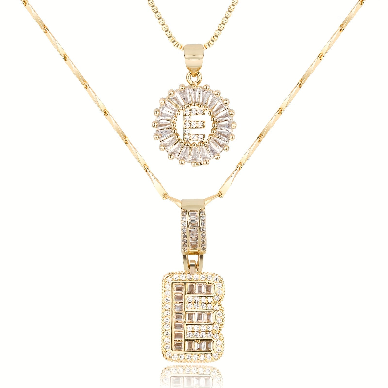 2pc 14k Diamond Letter Initial Necklaces