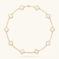 CLOVER | 10-Motif White Necklace - Sleek & Elegant