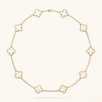 CLOVER | 10-Motif White Necklace - Sleek & Elegant