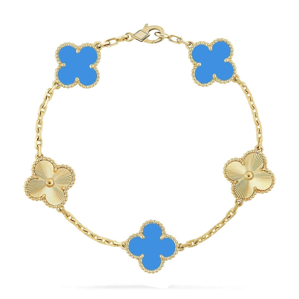 CLOVER 5 MOTIF BLUE AGATE BRACELET COLLECTION