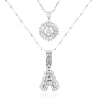 2pc 14k Diamond Letter Initial Necklaces