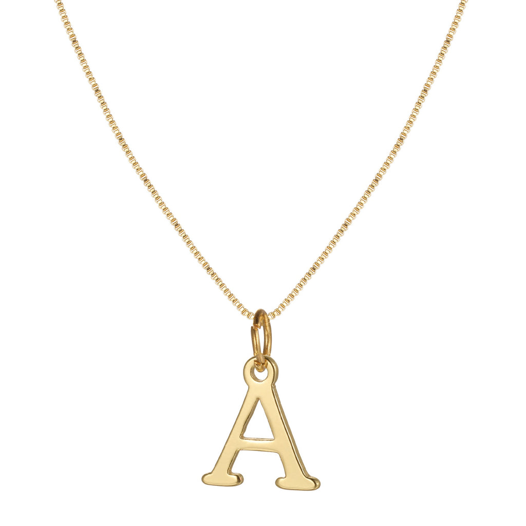 14k Minimal Serif Initial Necklace