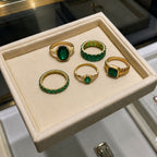 Zarina Exquisite Emerald Gold Ring Set