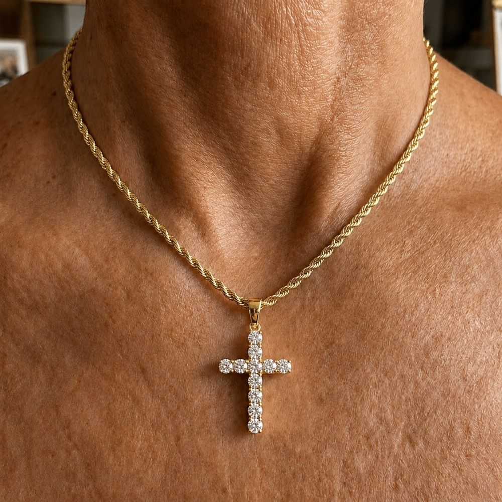 Classic Diamond Cross Necklace