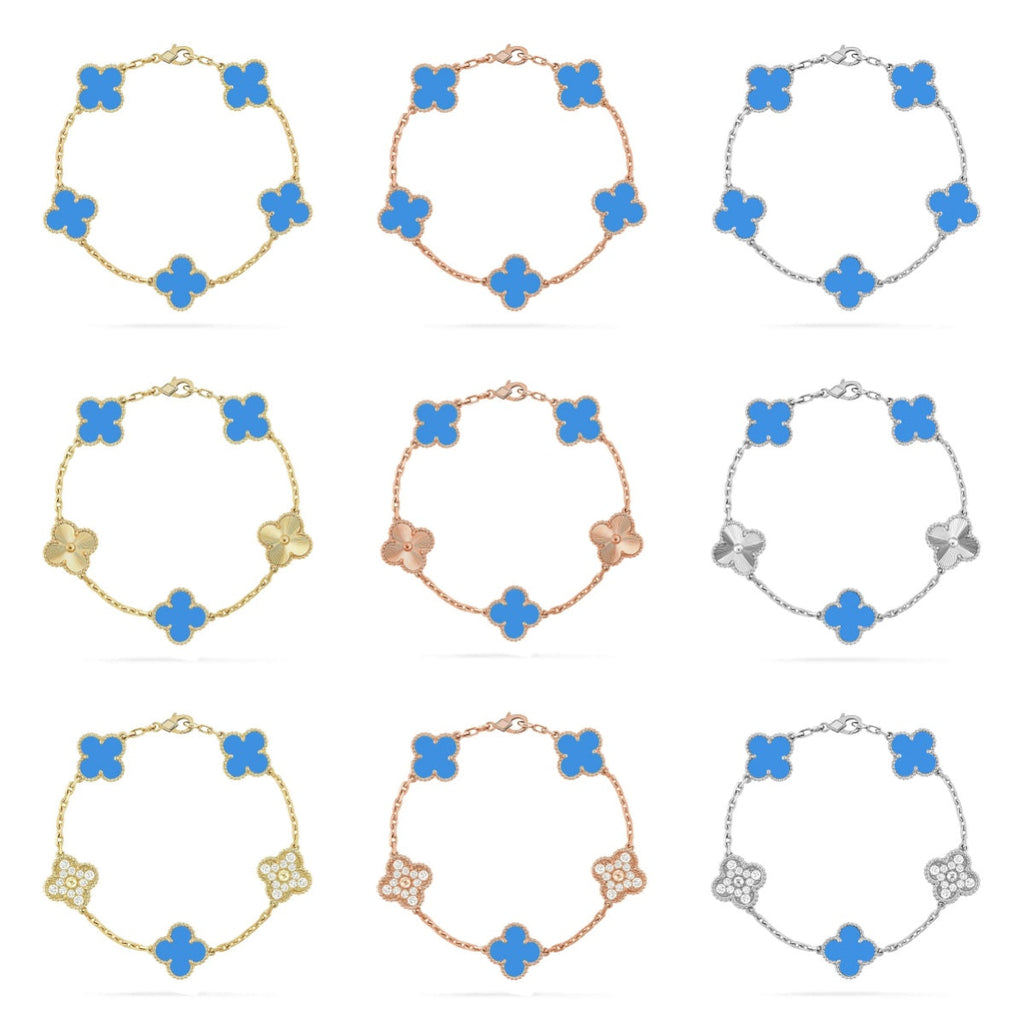 CLOVER 5 MOTIF BLUE AGATE BRACELET COLLECTION