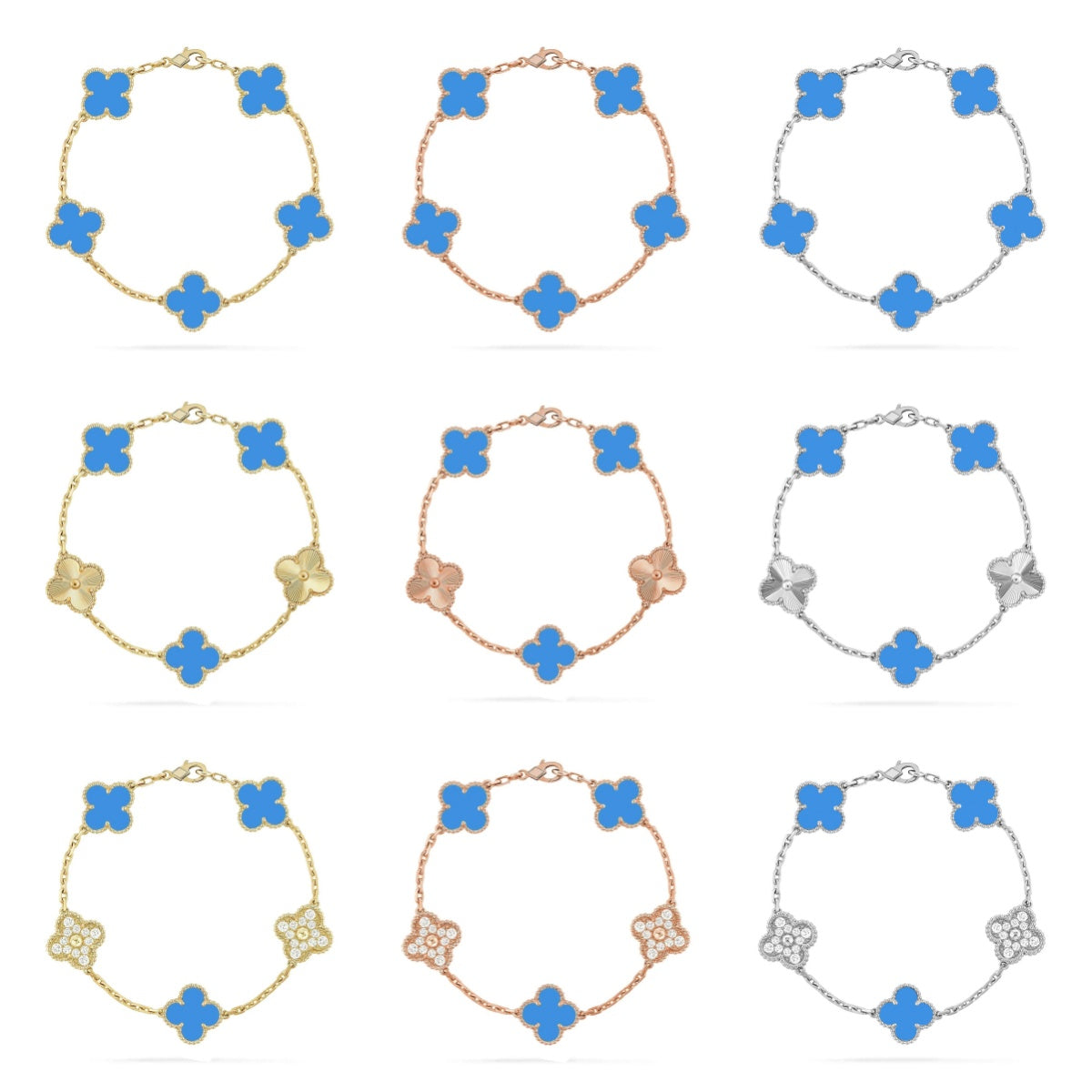 CLOVER 5 MOTIF BLUE AGATE BRACELET COLLECTION