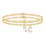 2pc 14k Diamond Letter Initial Anklet