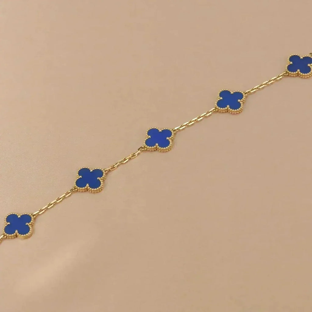 CLOVER 5 MOTIF BLUE AGATE BRACELET COLLECTION