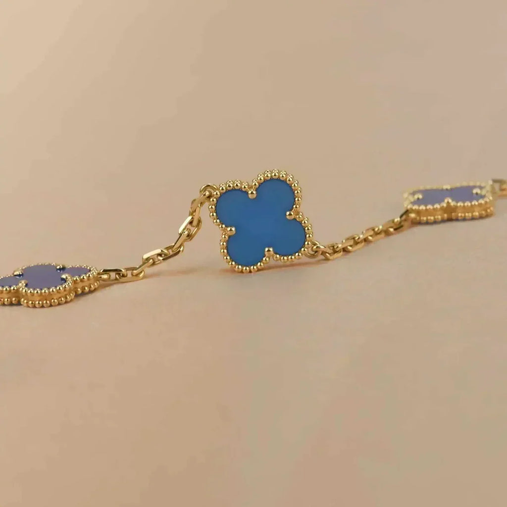 CLOVER 5 MOTIF BLUE AGATE BRACELET COLLECTION
