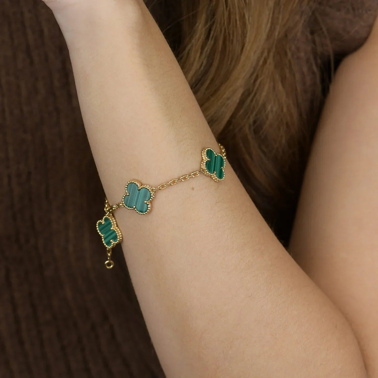 CLOVER 5 MOTIF MALACHITE BRACELET COLLECTION VIP