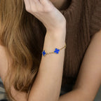 CLOVER 5 MOTIF BLUE AGATE BRACELET COLLECTION