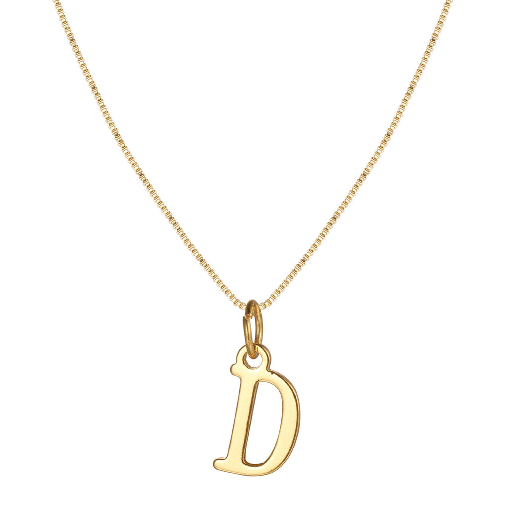 14k Minimal Serif Initial Necklace