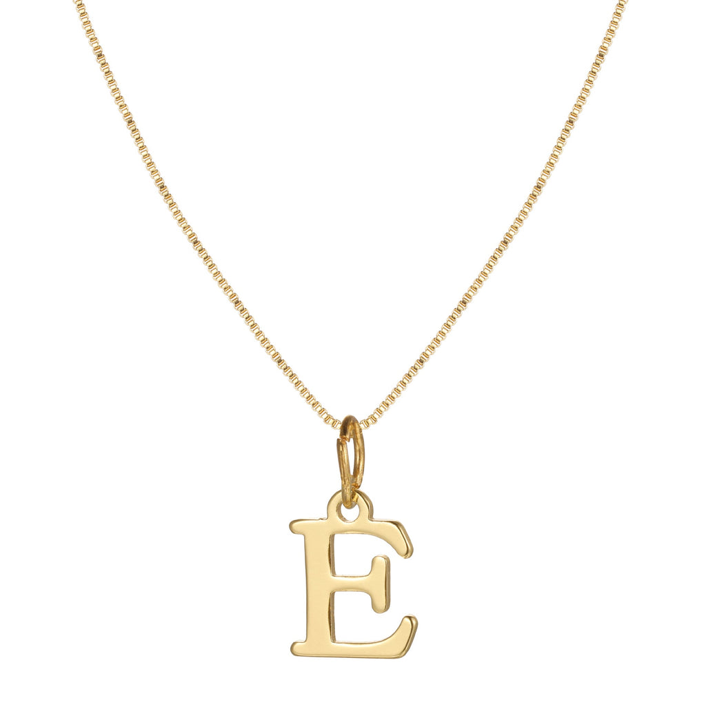 14k Minimal Serif Initial Necklace