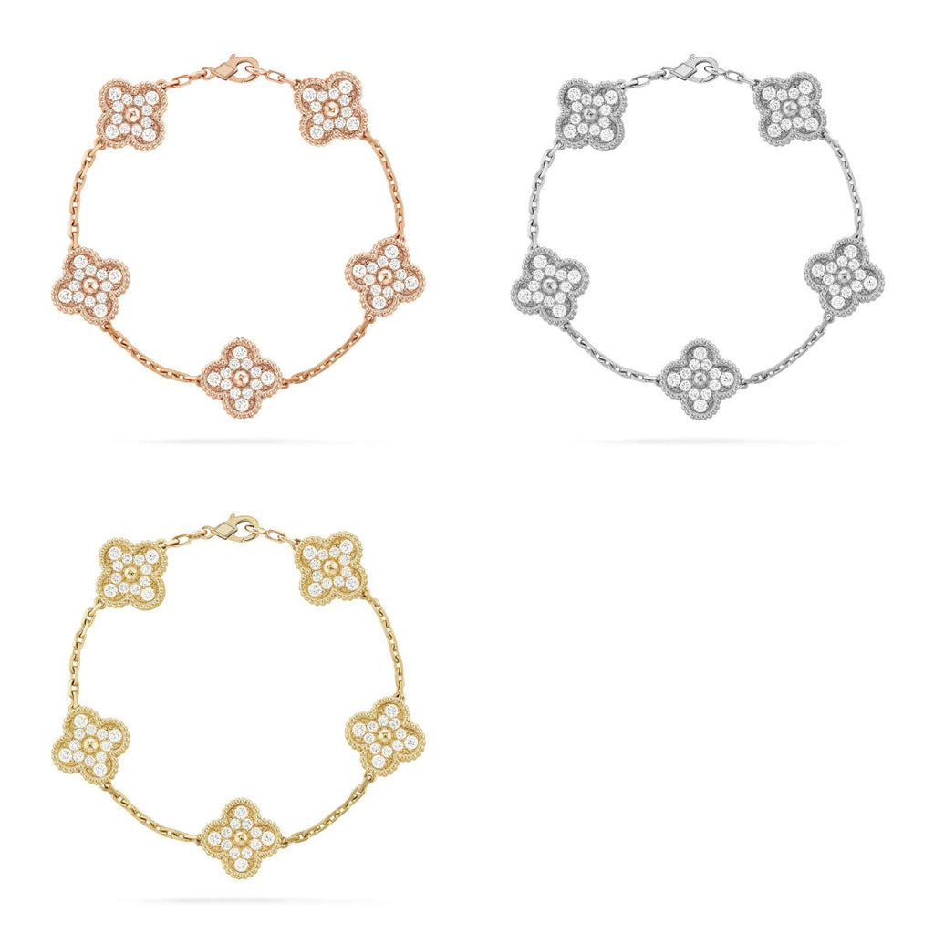 CLOVER 5 MOTIF FULL DIAMOND BRACELET COLLECTION