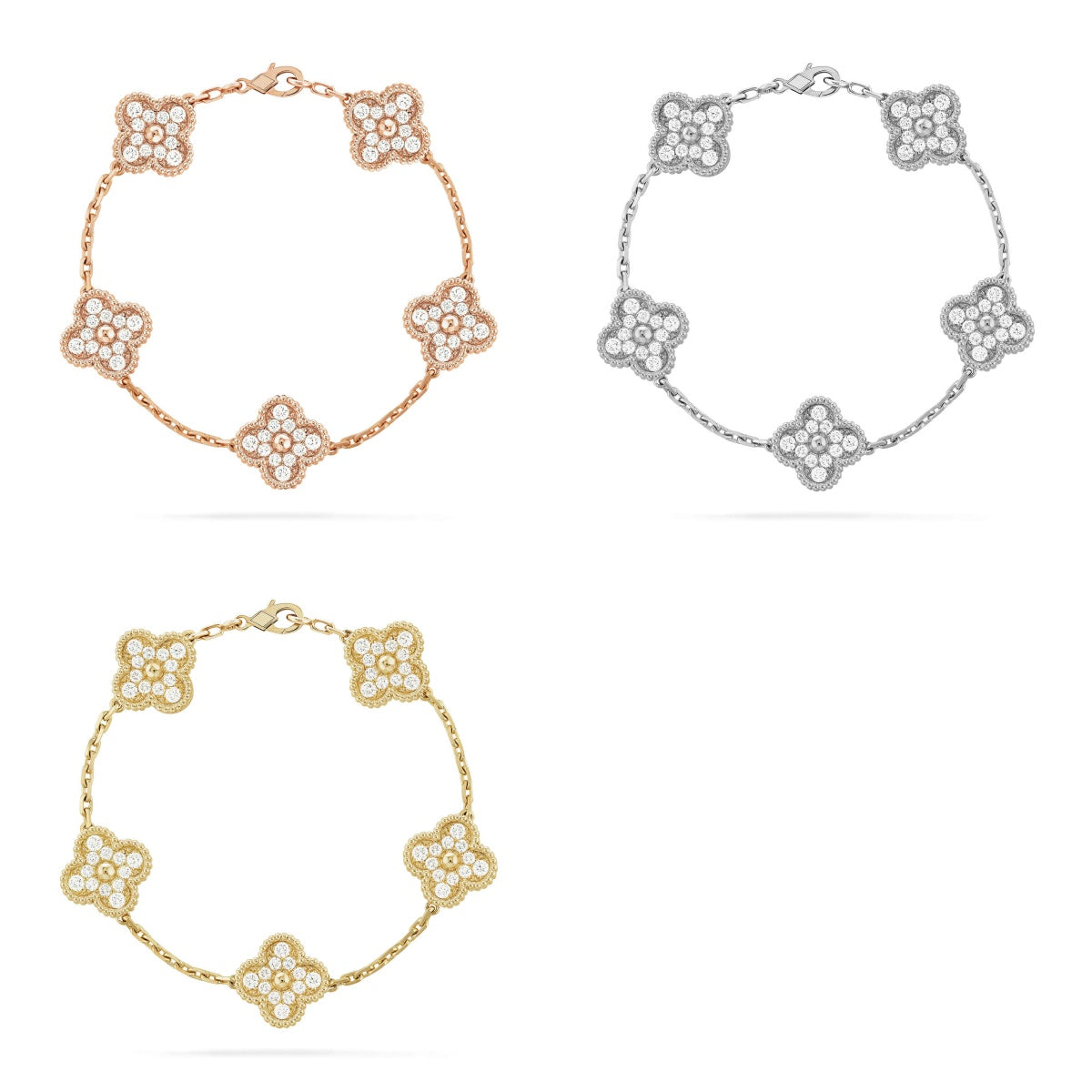 CLOVER 5 MOTIF FULL DIAMOND BRACELET COLLECTION